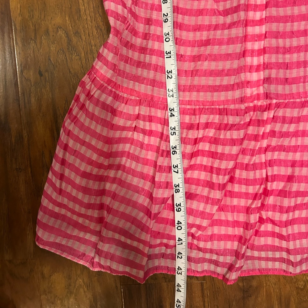 Taylor Long Sleeve Gingham Print l Dress in Pink and White Front Button closure - Picture 6 of 8